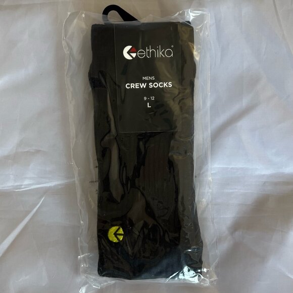 Ethika Men's Large (9 - 11.5) Crew Socks - Black/Ethika Logo - Yellow - SEALED - Picture 2 of 3
